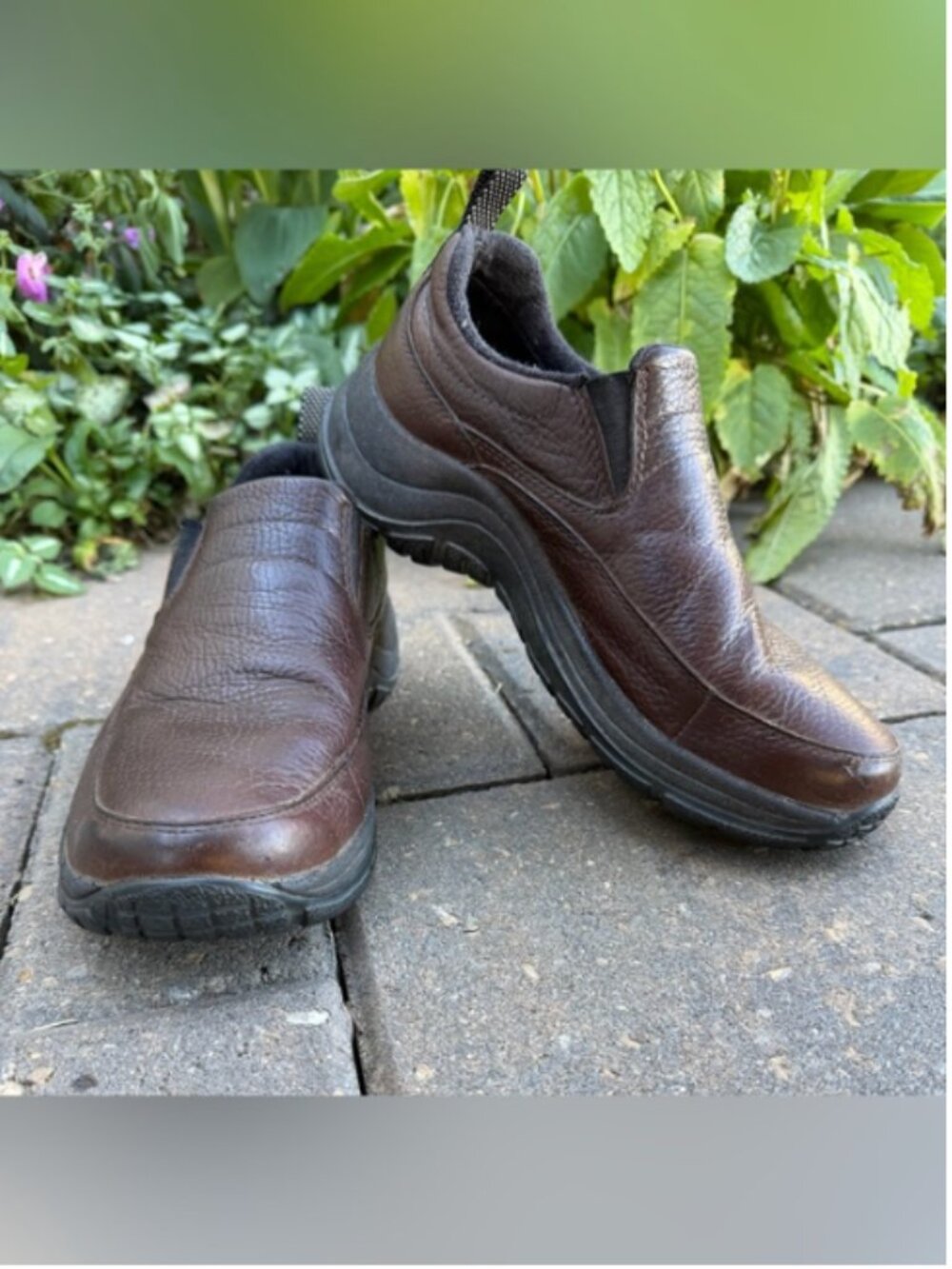 L.L.Bean Women's Brown Pebbled Leather Slip-On Walking Shoes 7.5 M Fall Sale